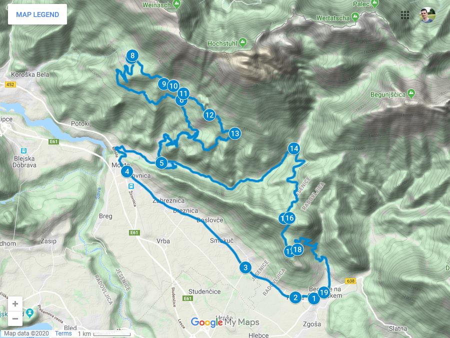 Zemljevid poti na Valvazorjev dom pod Stolom
